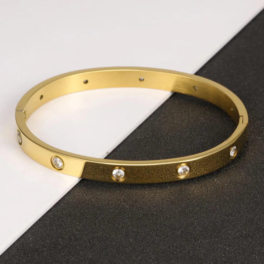 Elegant Fashion Stainless Steel Crystal Cuff Bangle Bracelets