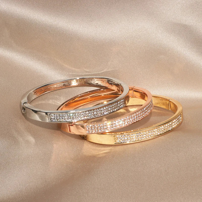 Elegant Sparkling Crystal Cuff Bangle Bracelets For Women