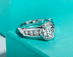 Unique Sparkling 4.5CT VVS1/D All Moissanite Engagement Ring for Women Men | GRA Certificate