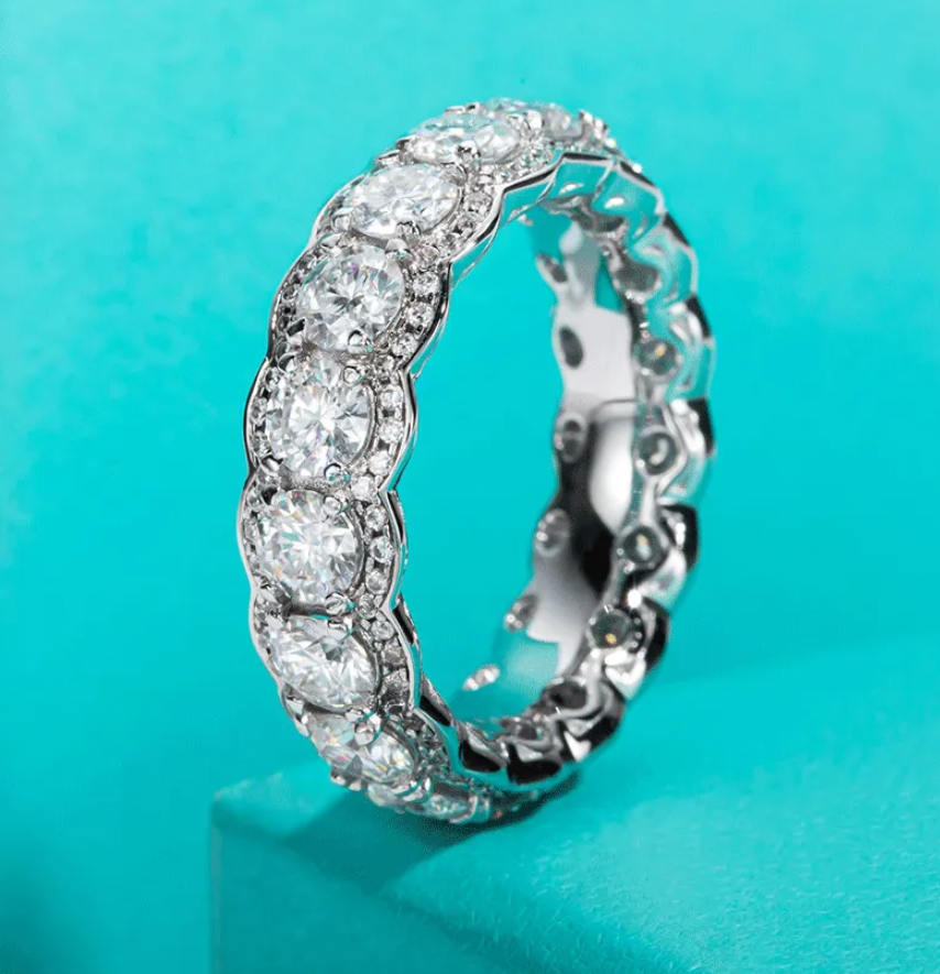 Stunning Brilliant 5.5CT VVS1/D Real Moissanite Halo Eternity Band | GRA Certified