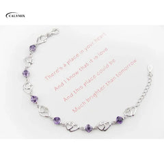 Elegant 925 Sterling Silver Natural Purple Amethyst Love Heart for Women and Girls