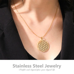 Exquisite High Quality Stainless Steel Flower of Life Mandala Metatron Necklace for Women and Men