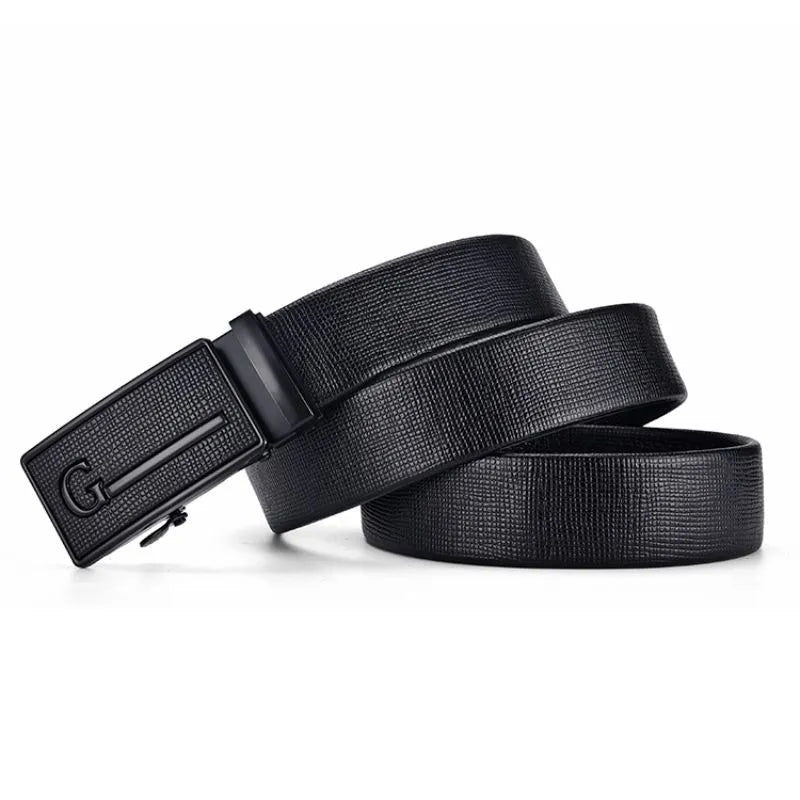 High Quality Men's Leather Metal Automatic Buckle Cowskin PU Strap