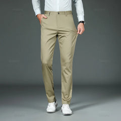 High Quality Luxury Men's Bamboo Fiber Designer Straight Business Dress Pants