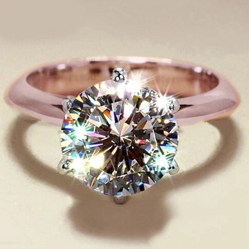 3CT Moissanite Solitaire Engagement Ring Wedding Ring 14K Rose Gold Plated GRA Certificate