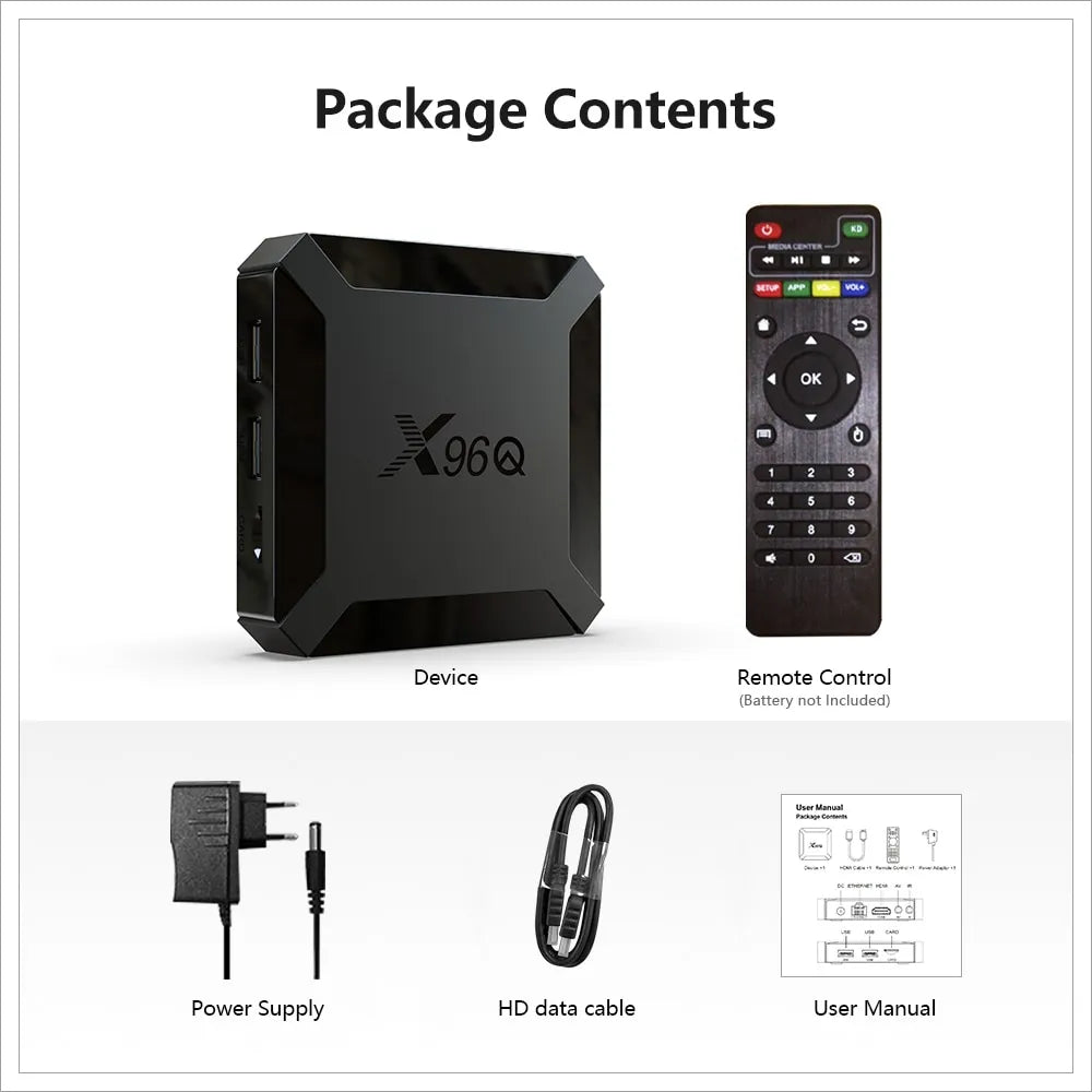 X96Q Android 10.0 TV Box Allwinner H313 Quad Core 4K 2.4G Wifi Google Player Youtube X96 Home Smart TV Box
