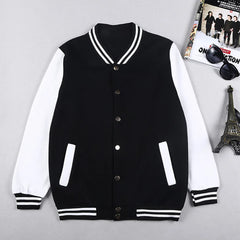 High Quality Black White Color Fleece Baseball Uniform Bomber Jacket for Women and Men