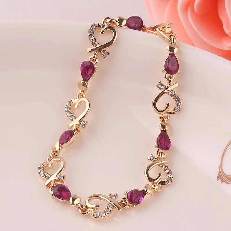 Hot Selling 18K Gold Plated Heart Shaped Bracelet with Austrian Crystal