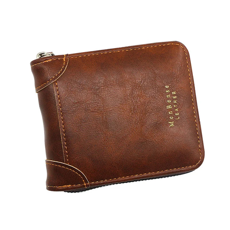 Stylish Men's Wallet: Fashion PU Soft Wallet with Zipper, Coin Pocket