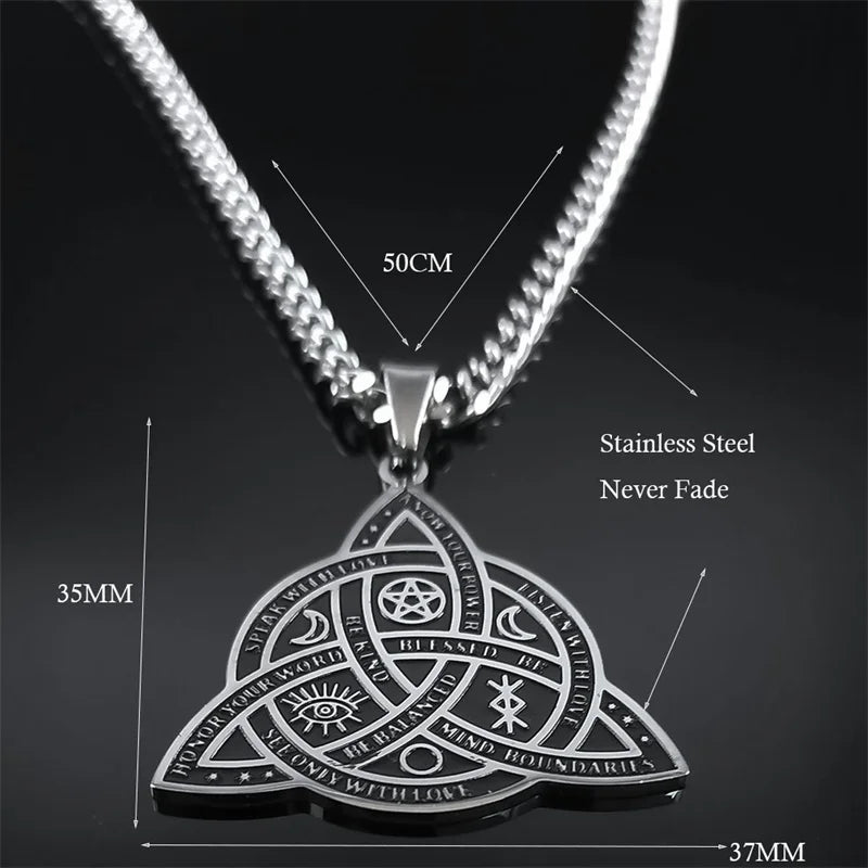 Stainless Steel Celtic Knot Protection Amulet Pendant Necklace