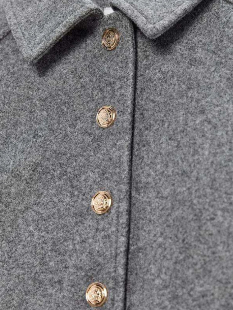 Gorgeous Women's Vintage Fashion Gold Button Woolen Bomber Jackets
