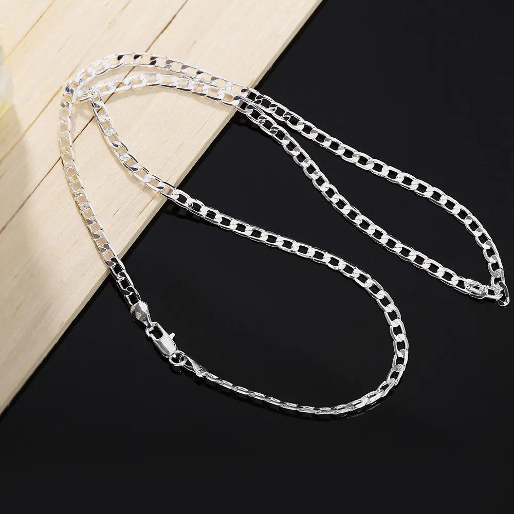 Men's 925 Sterling Silver Necklace Face Chain Necklace Lobster Clasp Men Women