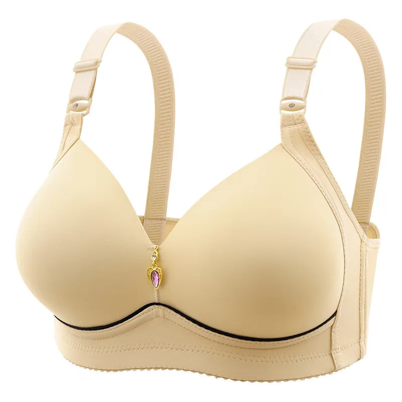High Quality Women Non-magnetic Thin Cup Glossy Wire Free Breathable Large Size Bras