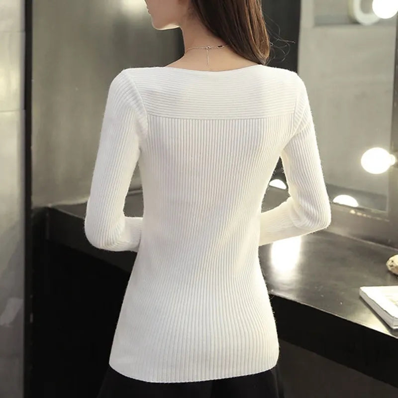 Elegant Women's Casual Long Sleeve Pullover Knitted Sweaters