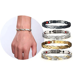 Exquisite Dragon Pattern Twisted Healthy Magnetic Bracelet: IP Gold Plated & 316L Stainless Steel