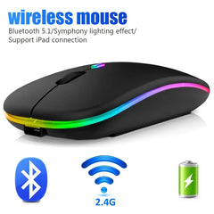 Ergonomic Gaming Mouse Rechargeable 2.4 Ghz Wireless Bluetooth 5.1 RGB Silent Mice LED Backlit