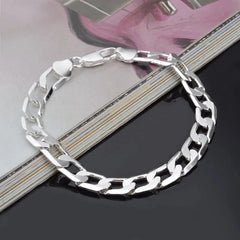 Luxury 925 Sterling Silver Stamp Bracelet Sideways Silver Bracelet 6MM8MM10MM Bracelet Men & Women