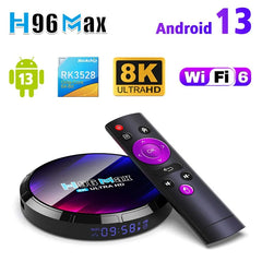 H96MAX Android 13 TV Box Support 2.4G/5.8G 8K Ultra HP WiFi6 RK3528 Quad Core ARM Cortex A53