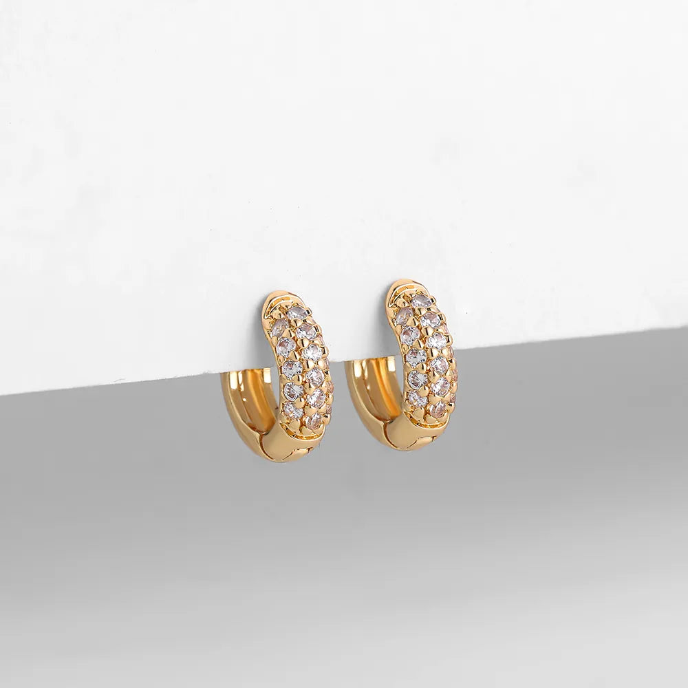Luxury Gold Plated Huggie Earrings with CZ Zircon Earrings