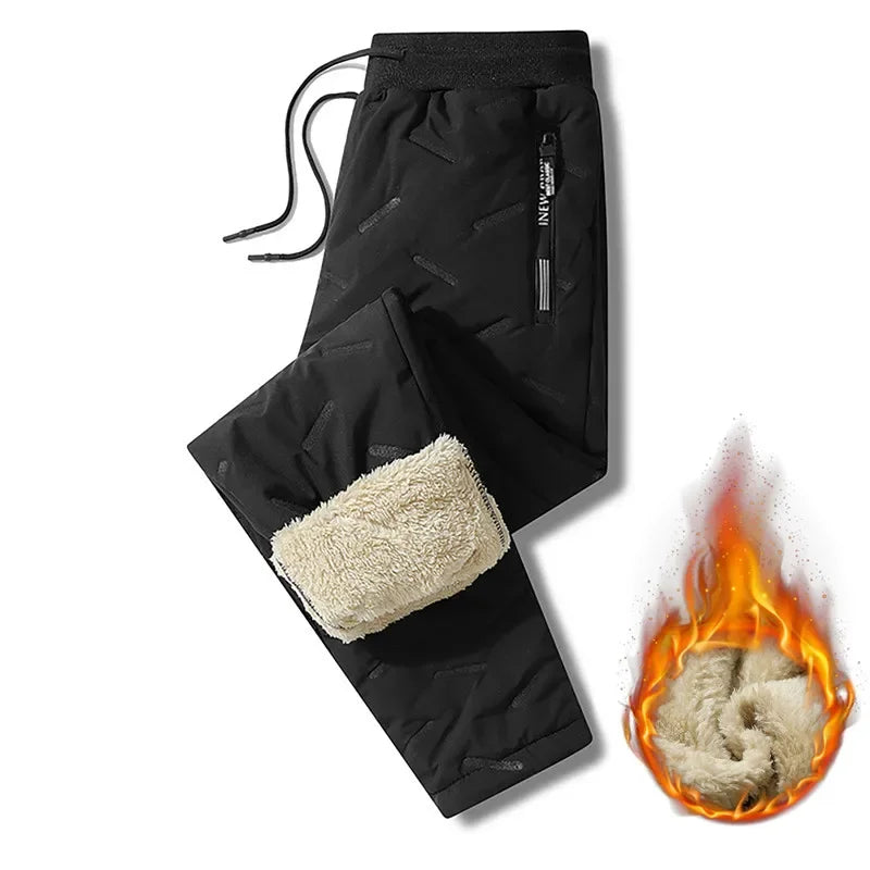 Top Quality Plush Thick Lambswool Cotton Thermal Fleece Windproof Waterproof Sweatpants