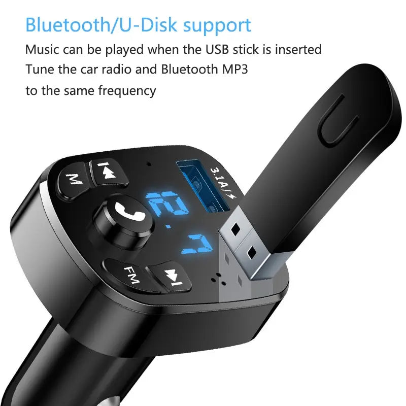Car MP3 Player with Dual USB Fast Charger and Bluetooth 5.0