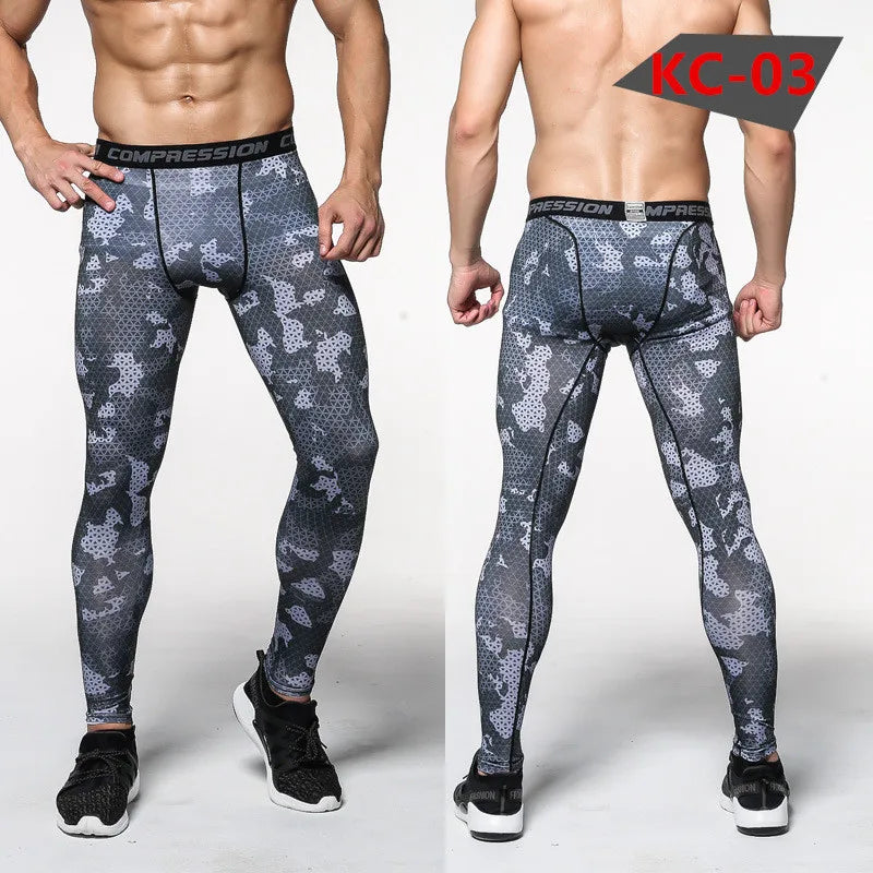 High Performance Men's Sports Fitness Compression 3D Print Camouflage Dry Fit Breathable Leggings