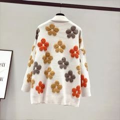 Gorgeous Luxury Women's Knitted Floral Thick Loose Cardigans Sweaters