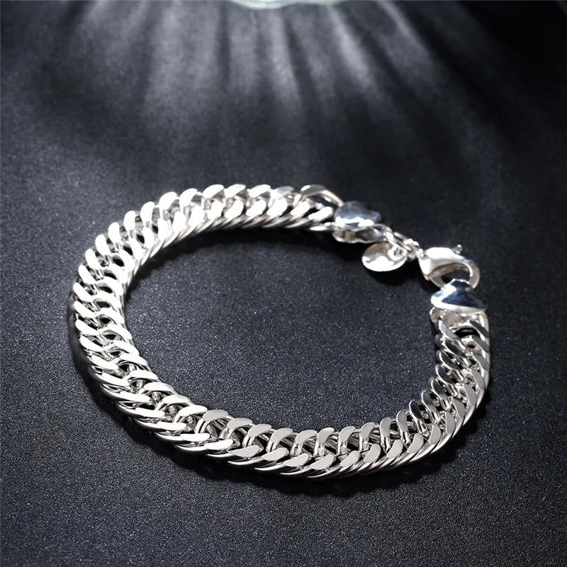 Luxury 925 Sterling Silver Noble Nice Chain Solid Bracelet for Men and Women