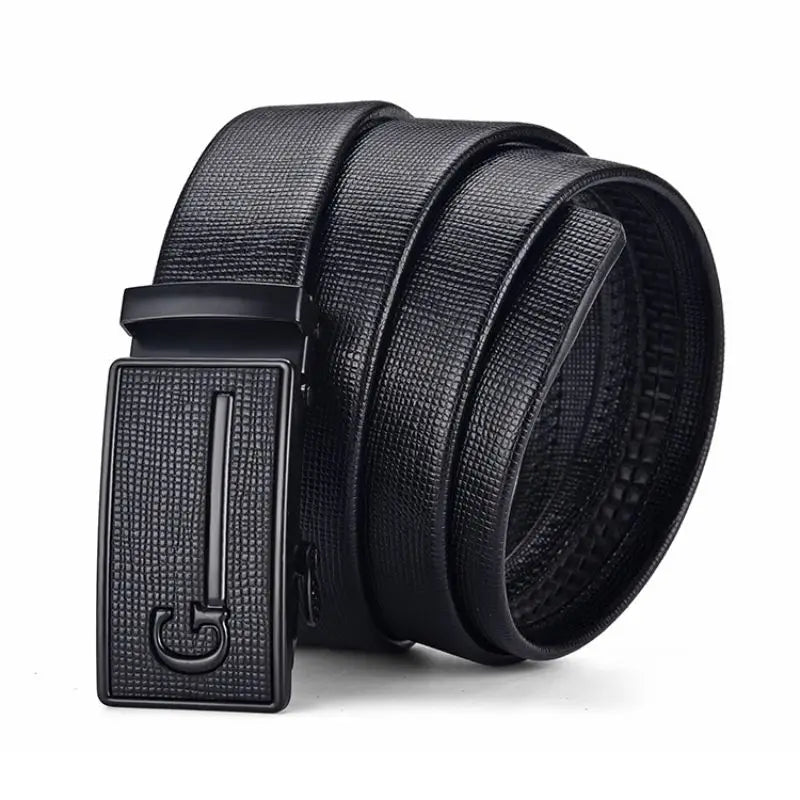 High Quality Men's Leather Metal Automatic Buckle Cowskin PU Strap