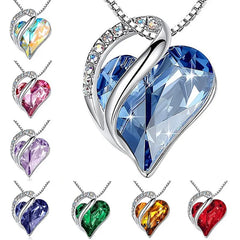 Gorgeous Infinity Love Heart Pendant Necklace With Sparkling 12 months Birthstone Crystals