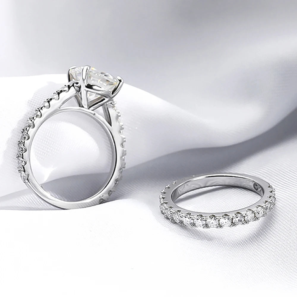 Luxury Radiant 5CT VVS1/D Round Brilliant Cut Moissanite Bridal Sets | GRA Certificate