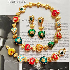 Exquisite Vintage Colorful Rhinestone Love Heart Necklace for Women