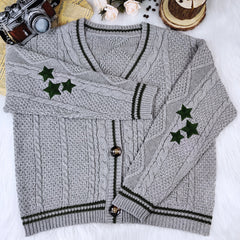 Y2K Fashion Women's Casual Knitted Embroidered Cardigan Sweater