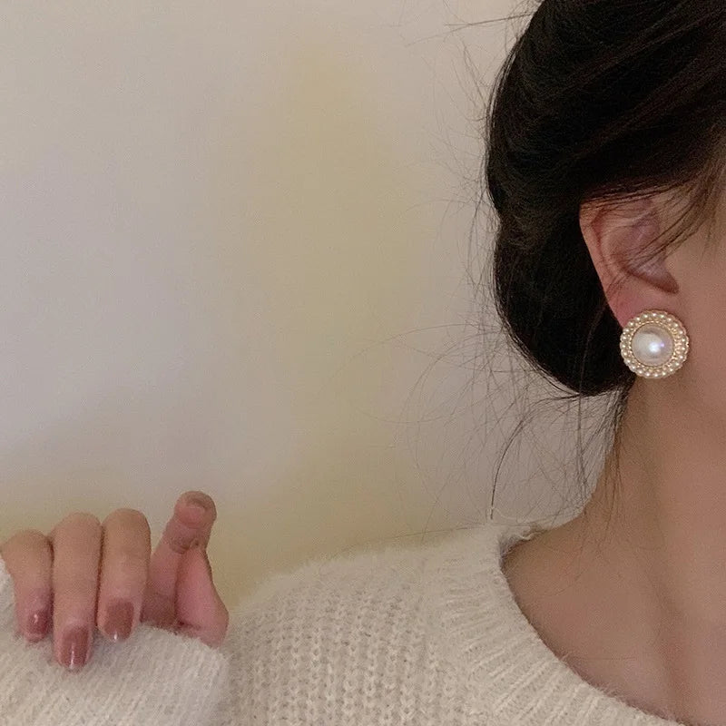 Elegant Bohemian Chic Pearl Stud Earrings