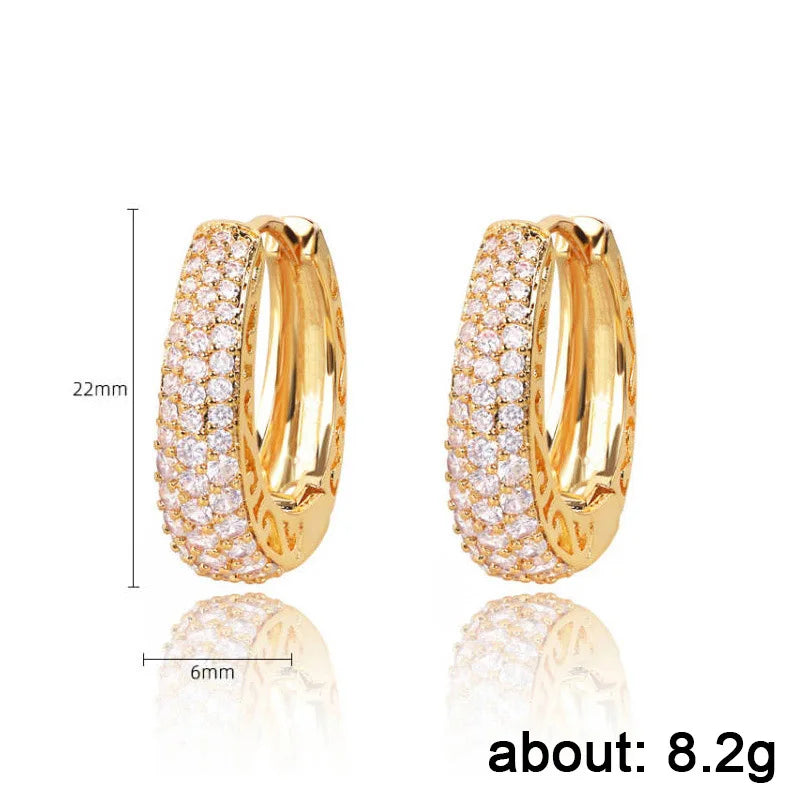 Luxury Fashion Dazzling CZ Stone Hoop Earrings