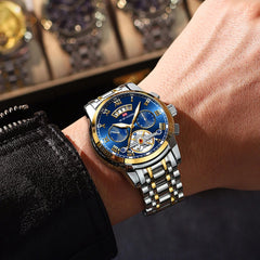 Luxury Top Brand Mens Business Sport Stainless Steel Quartz Luminescence Clock Casual 3Bar Waterproof Anti Scratch Wristwatch