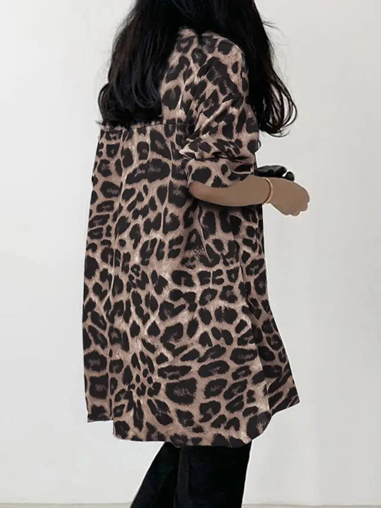 New Arrival Elegant Women's Vintage Bohemian Leopard Print Shirts
