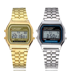 Luxury Stainless Steel Sports Chronograph LED Digital Waterproof Wristwatch