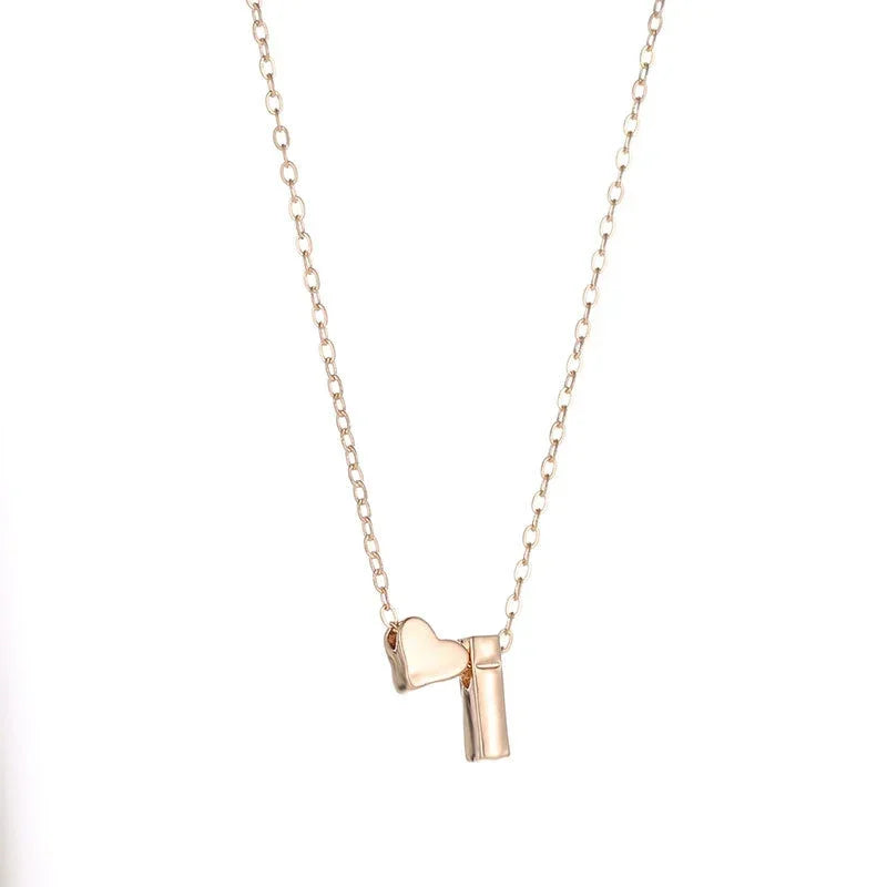 Elegant 18K Gold and Silver Plated Dainty Heart Initial Pendant Necklace