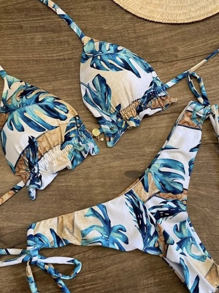 Gorgeous Sexy 2 Pieces Bikini Set Modern Printed Pattern Swimsuit