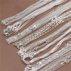 Luxury 925 Sterling Silver Stamp 16-30 Inches Rolo Bead Figaro Chain Necklace for Women and Men