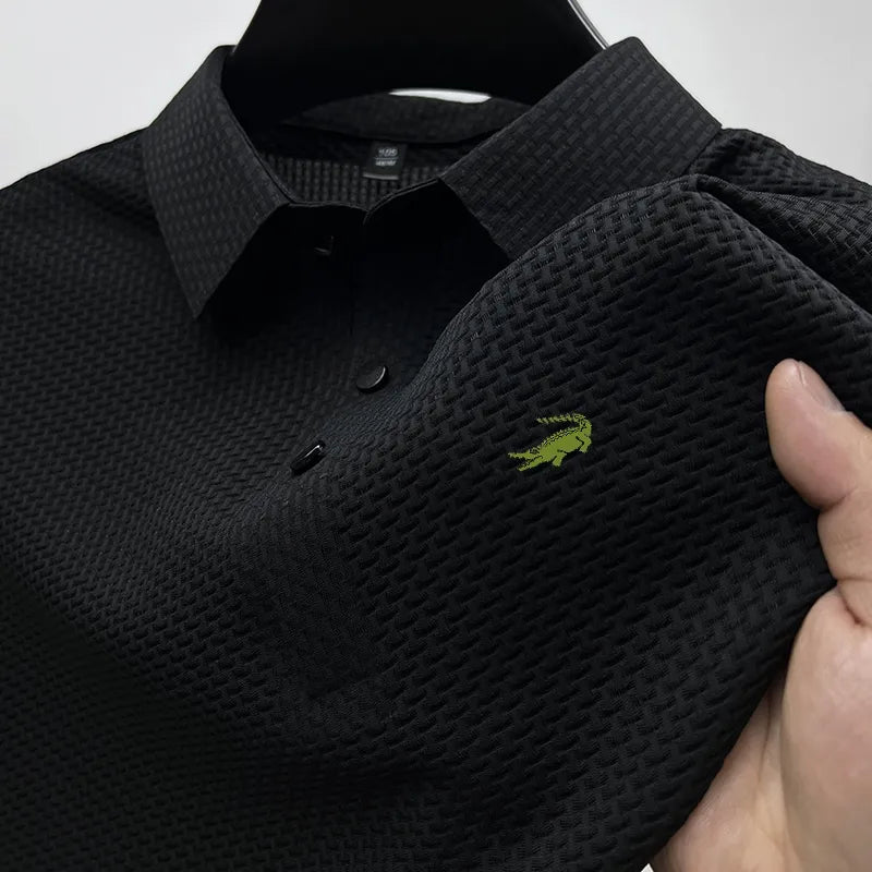 Men's Embroidery Brand High Quality Breathable Knitted Ice Cool Polo Shirt