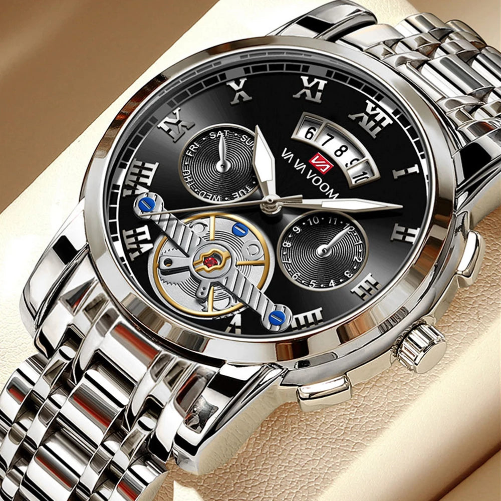 Luxury Top Brand Mens Business Sport Stainless Steel Quartz Luminescence Clock Casual 3Bar Waterproof Anti Scratch Wristwatch