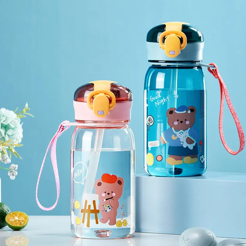 Adorable Cartoon Kids Water Sippy Cup With Straw|Leakproof|400ml