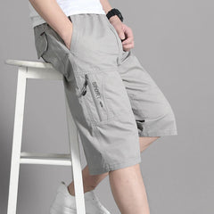 High Quality Stylish Fashion Men's Sport Casual Cotton Breathable Cargo Shorts Elastic Waist Pockets Perfect for Summer
