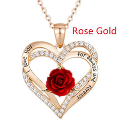 Elegance I Love You Rose Flower Pendant Necklace