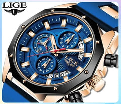 LIGE Luxury Stylish Men's Business Watches Sport Quartz Waterproof Chronograph Clock