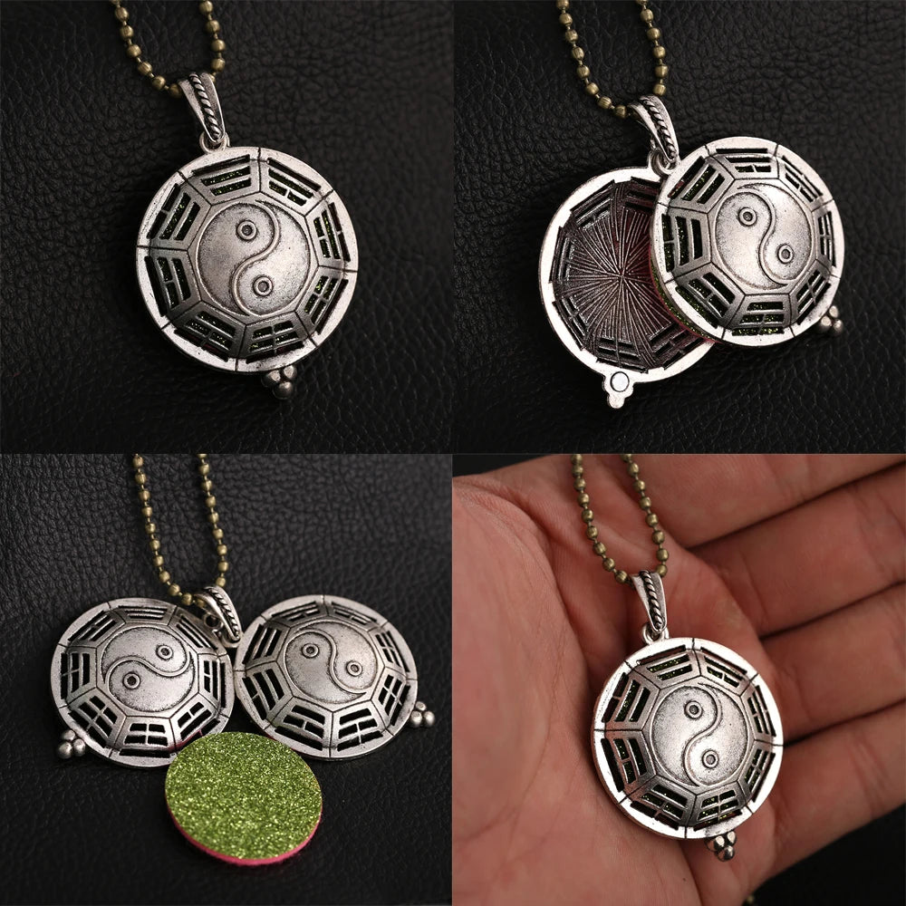 Exquisite Aromatherapy Necklace Tree of Life Diffuser Vintage Open Locket Pendant Essential Oil Perfume Pendant Necklace