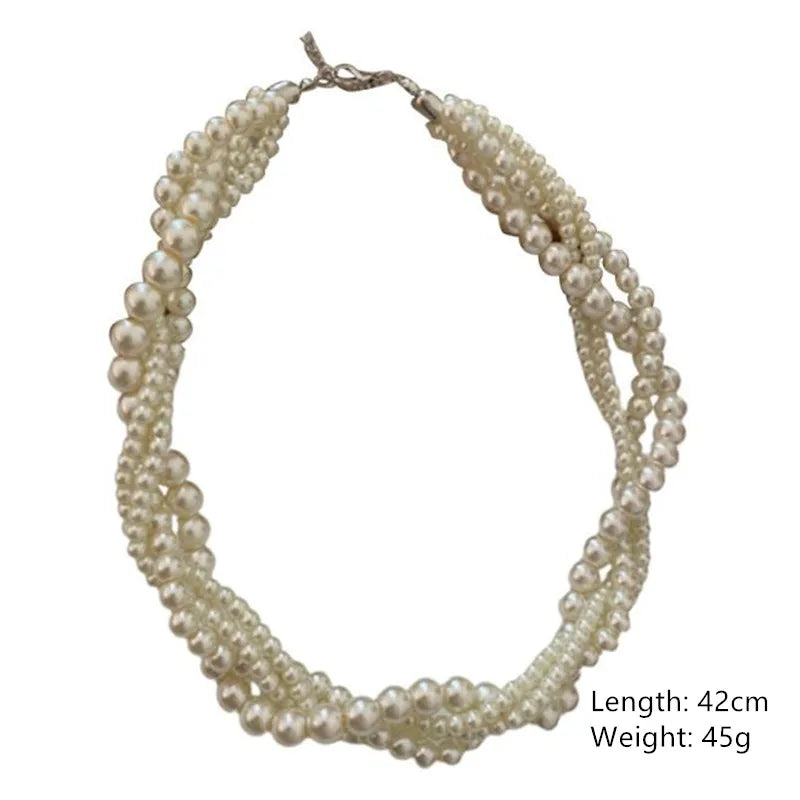 Elegant Twining Simulated Pearl Choker Necklaces for Women