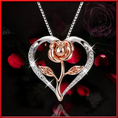 Delicate Love Dainty Rose Flower Zircon Pendant Necklace